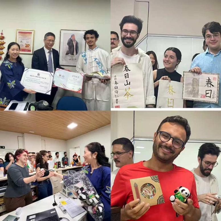 一群人站在桌子边 中度可信度描述已自动生成